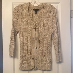 White House Black Market, Size S, beautiful heavy gold sweater with buttons